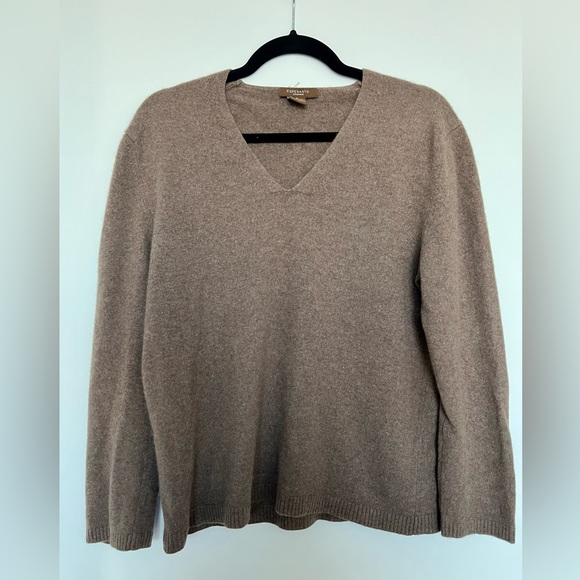 100% Cashmere sweater brown v-neck size small. - Picture 1 of 4